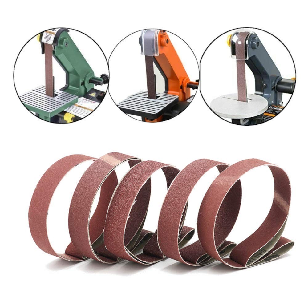 1″ x 30″ Sanding Belts Set, 15 Pack Aluminum Oxide for Wood & Metal Polishing
