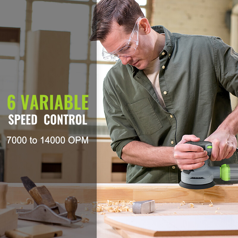 WORKPRO 5″ Random Orbit Sander 6 Variable Speeds Sander 7000 to 14000 RPM 2.5Amp