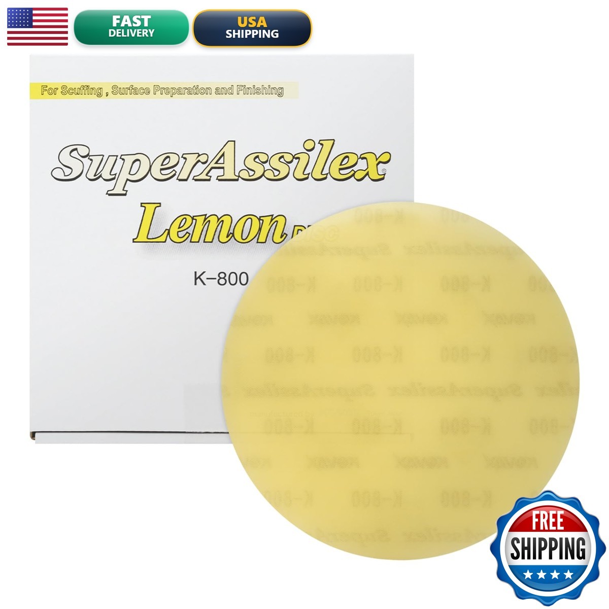 Eagle Abrasives Super Assilex Flexible 6 Inch Sanding Discs Lemon K-800 No