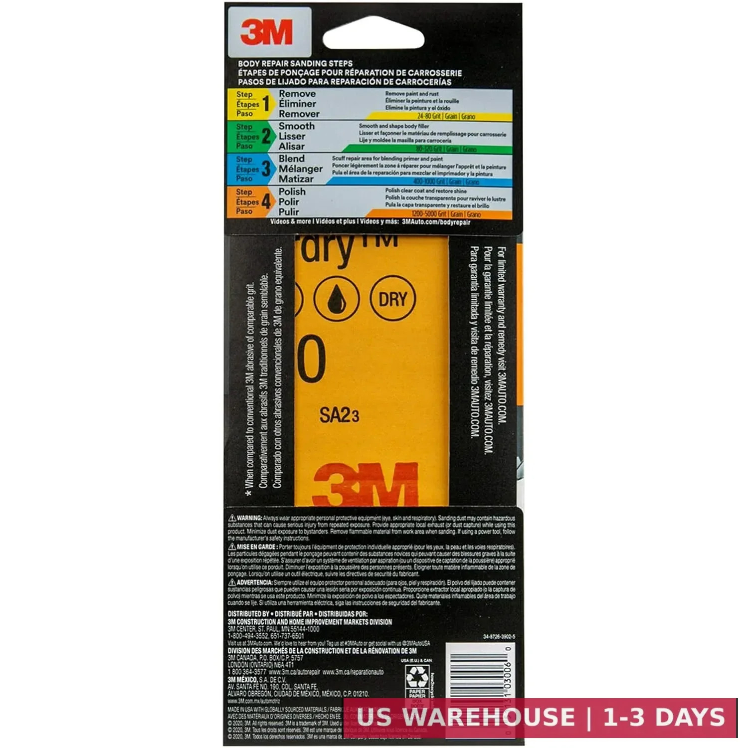 3M Wetordry Sandpaper 03006 Assorted Grits (1000 1500 2000 2500) 3 2/3 in x 9 in