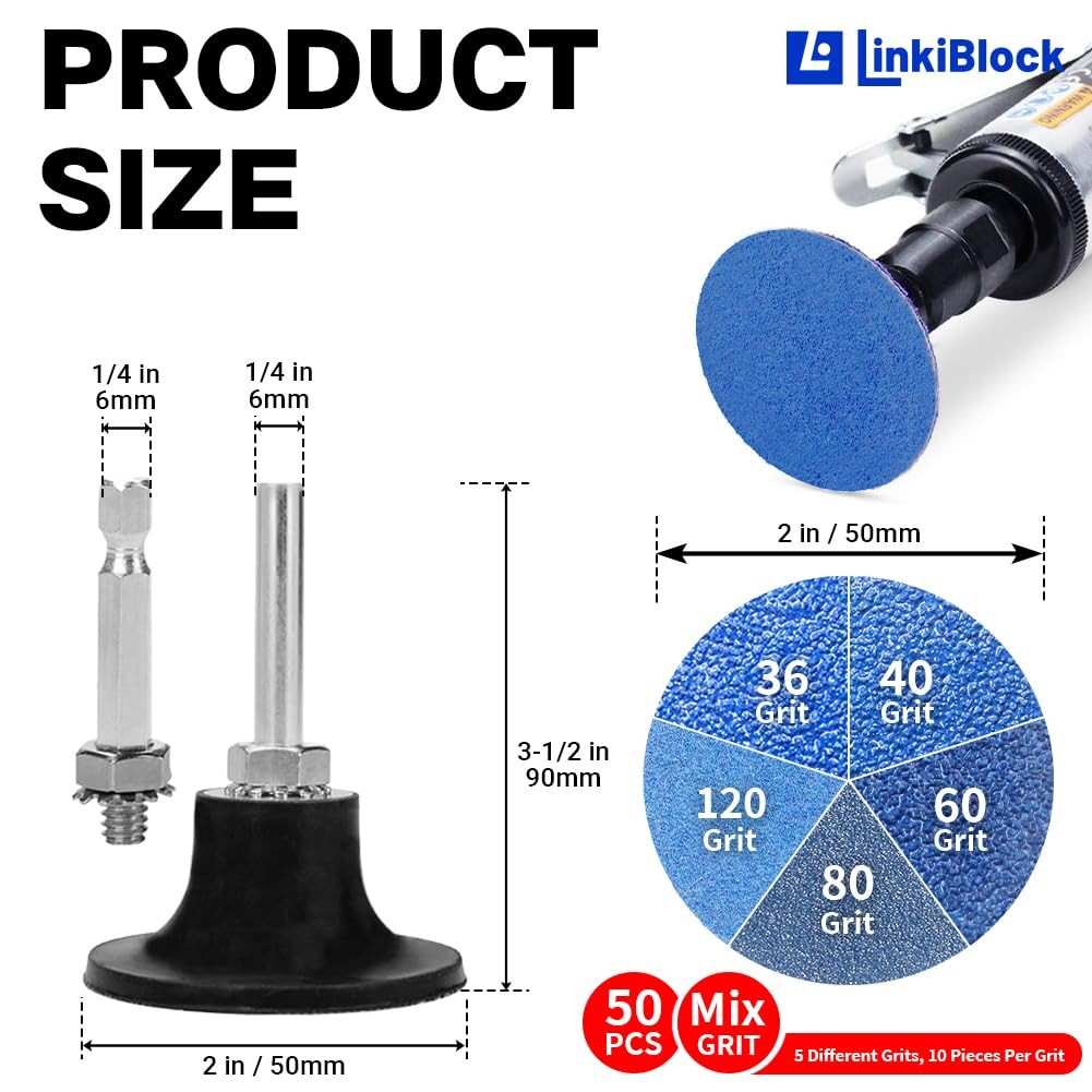 50Pcs 2 inch R-Type Quick Change Zirconia Surface Conditioning 2 inch, Blue