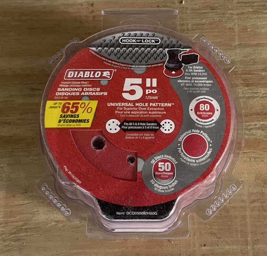 Diablo 5 in. Ceramic Blend Hook and Lock Sanding Disc 80 Grit Coarse 50 pk