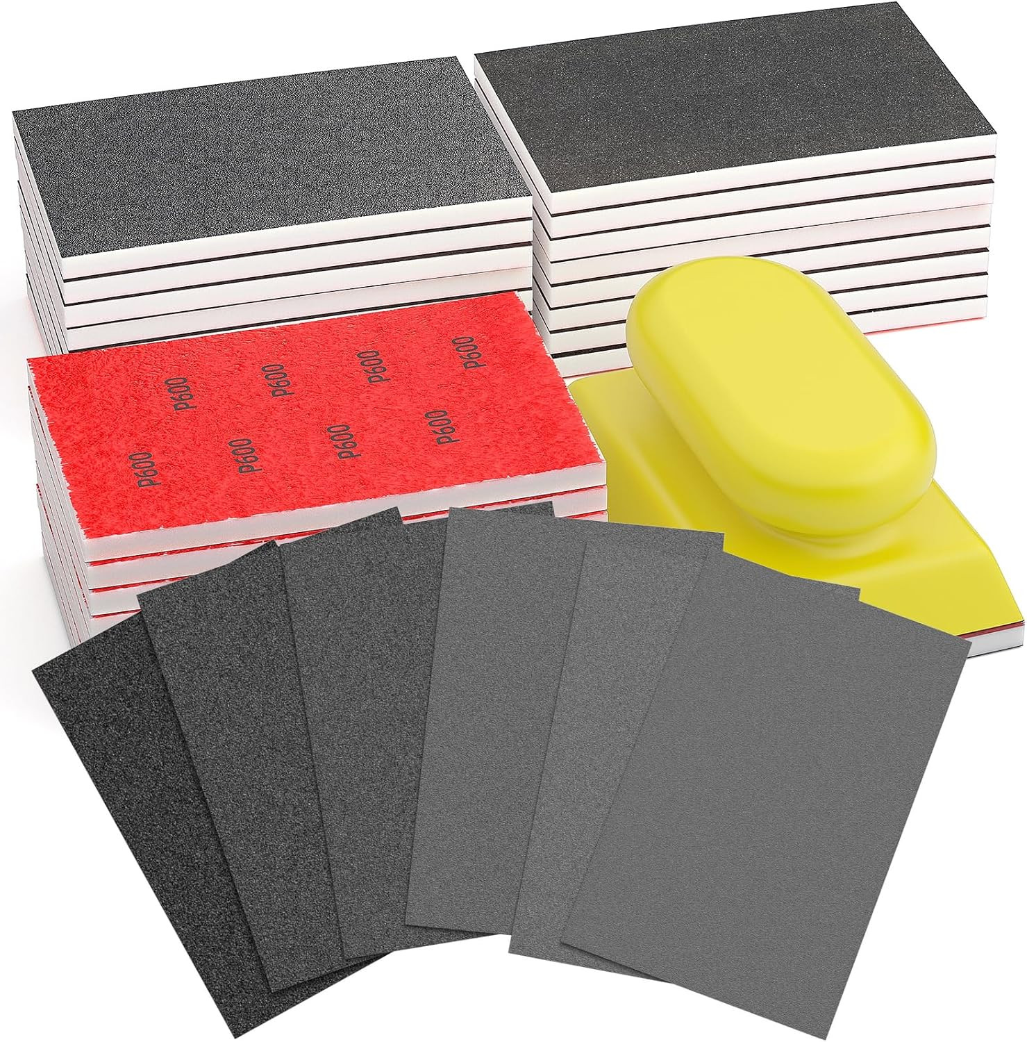 Sanding Sponge Set, Reusable 3×4 Inch Wet Dry Foam Sanding Blocks for Wood, Furn