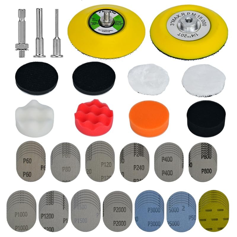 138 Pcs 3 Inch Sanding Disc Kit 60-10000 Grit Polishing Pads For Car Headlight