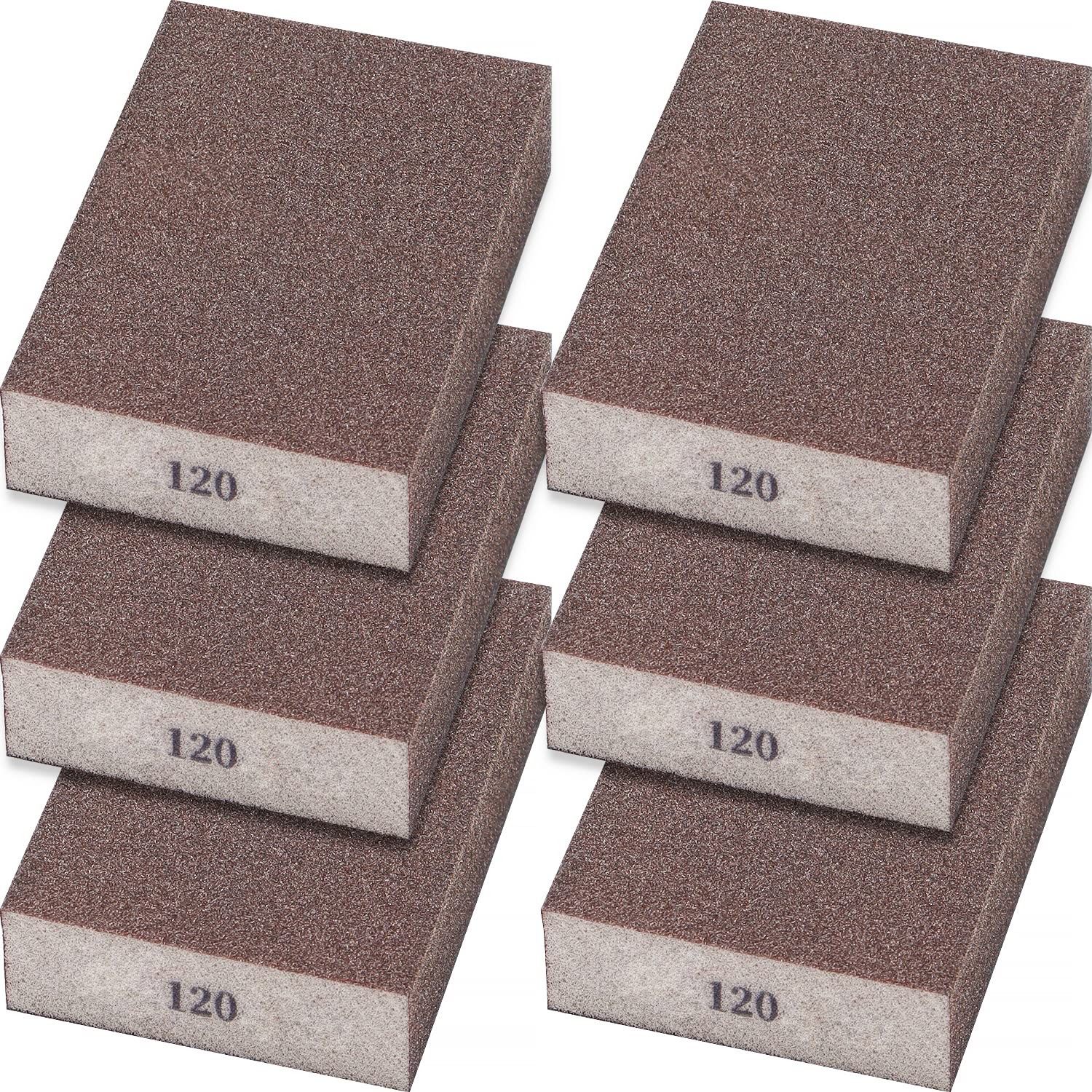 6 Pack Sanding Sponge,120 Grit Drywall Sanding Blocks,Washable and Reusable
