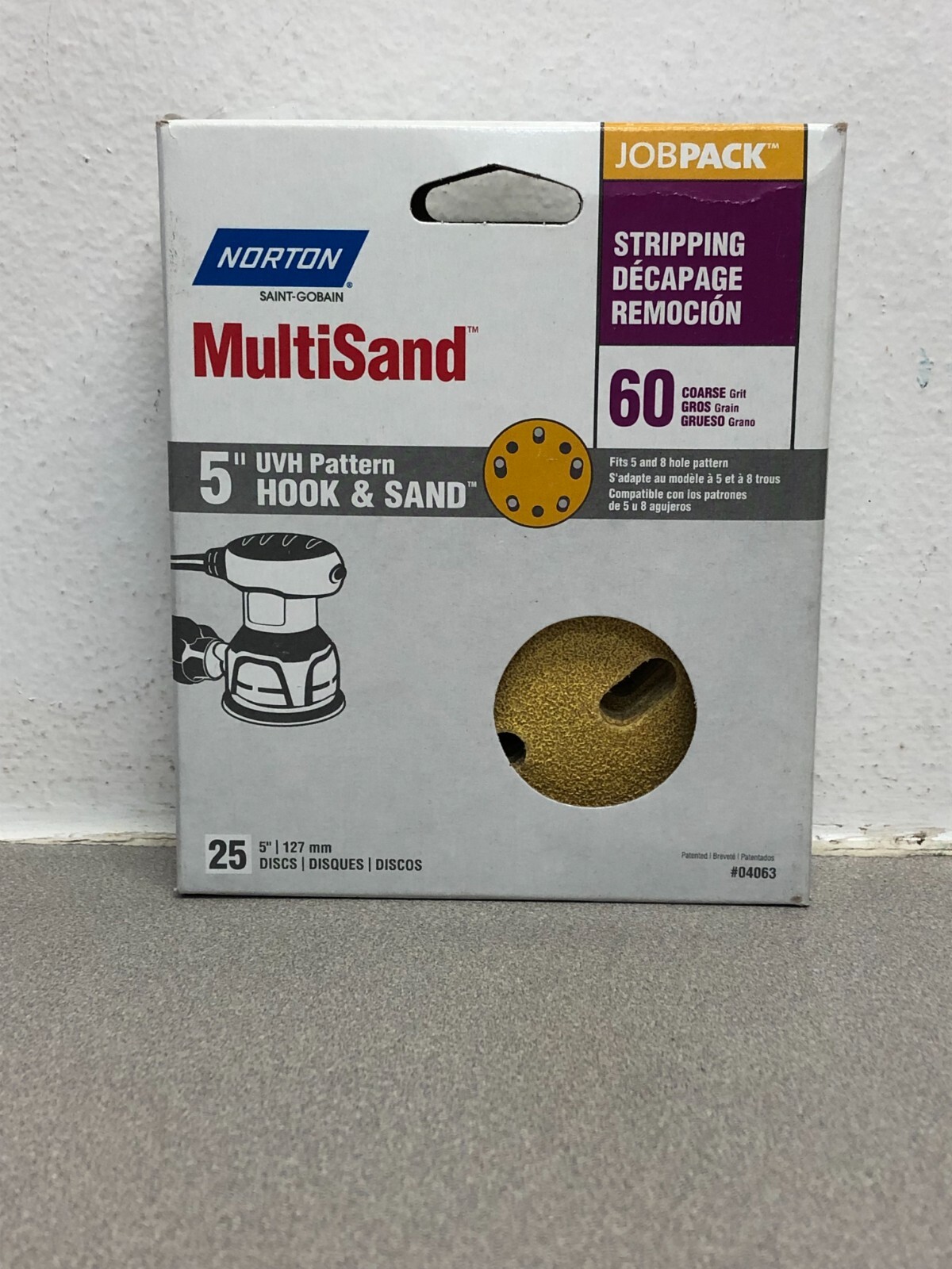 Norton 07660704063 Hook & Sand 5in. Aluminum Oxide Hook and Loop Sanding Disc 60