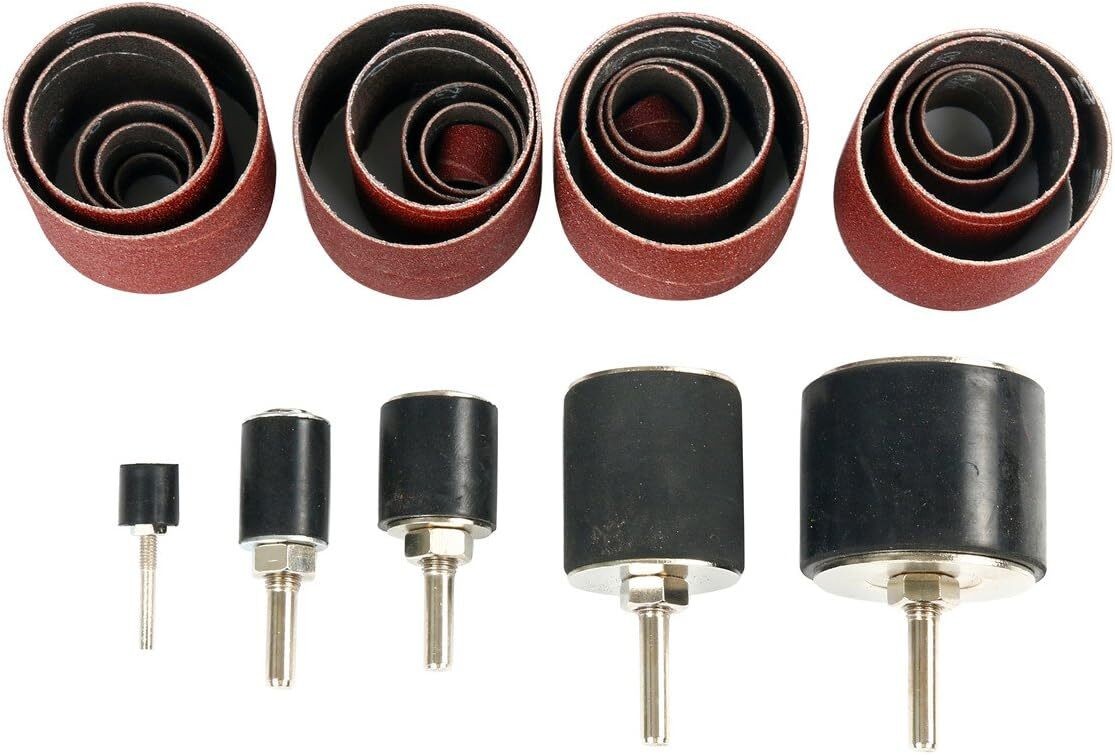 25Pcs Sanding Drum Set for Woodworking Drill Press Sander Round Sleeves Tool Kit