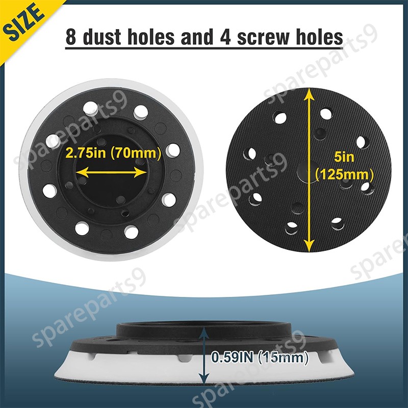5″ 8-Holes 492280 Hard Sanding Pad for festool ETS 125, ES 125, ETSC 125 Sanders