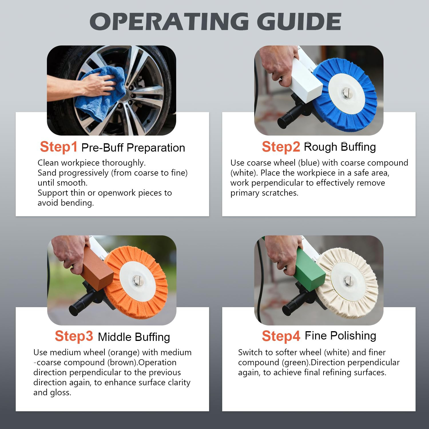 9 Pcs Airway Buffing Wheel Kit 8 Inch Polishing Wheel and Polishing Compound for