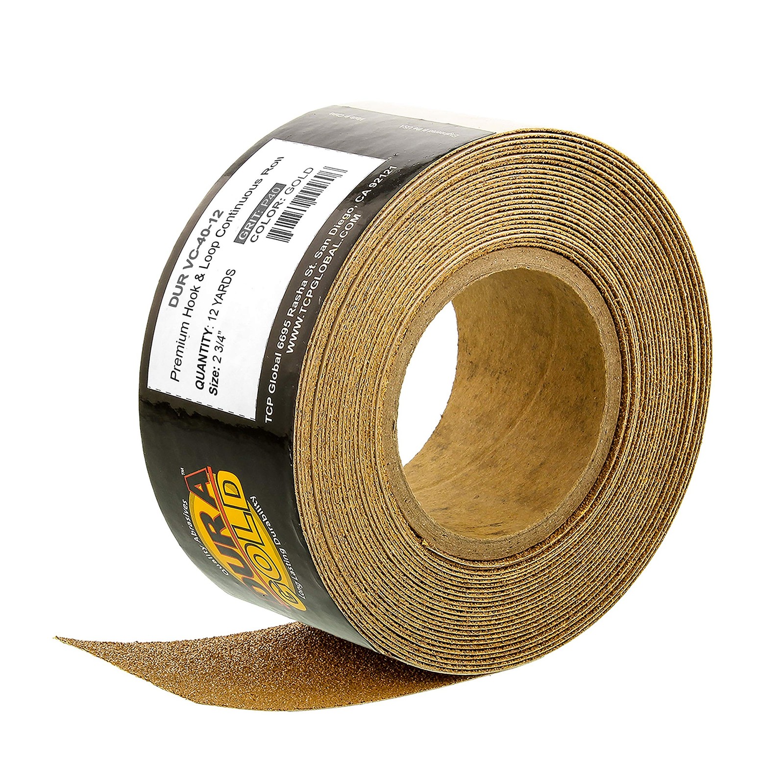 Dura-Gold Premium – 40 Grit Gold – Hook & Loop Backing Longboard Continuous S…