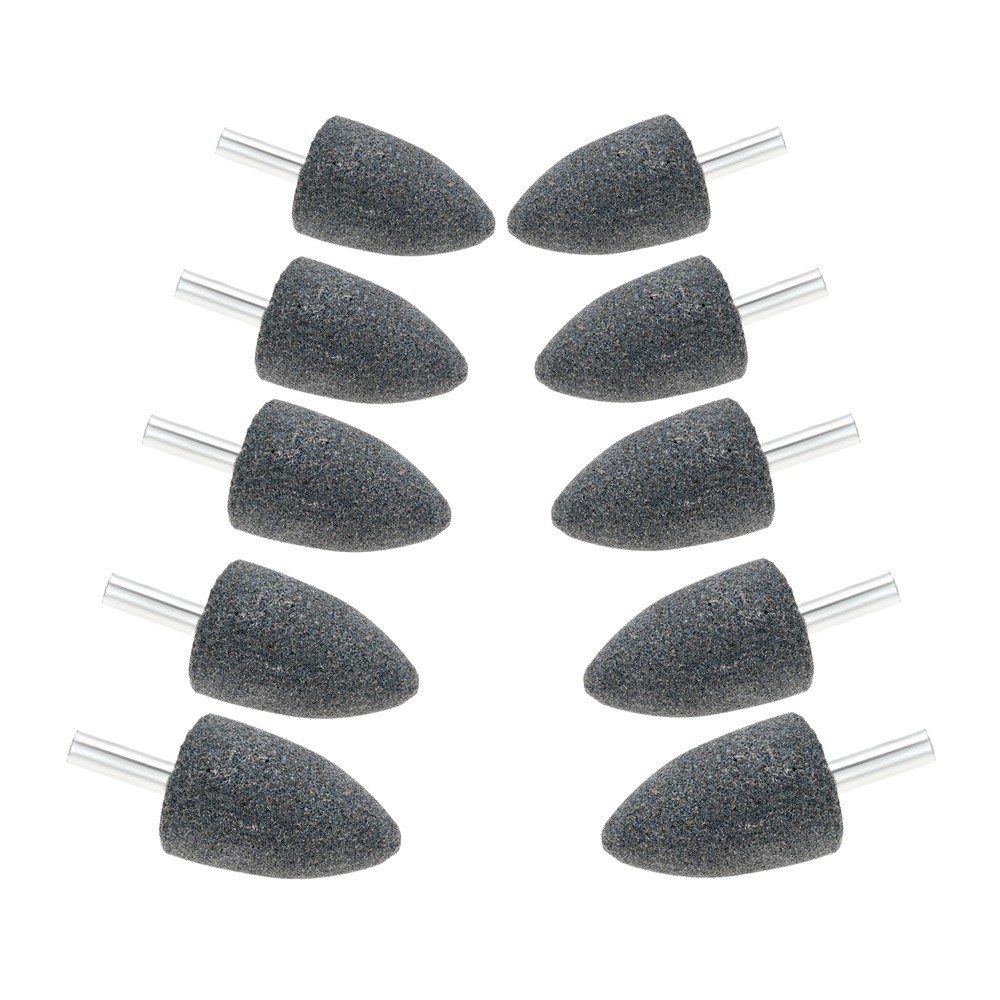 10x 25mm Head 1/4″ Shank Aluminum Oxide Cone Shape Grinding Stones Rotary Drill