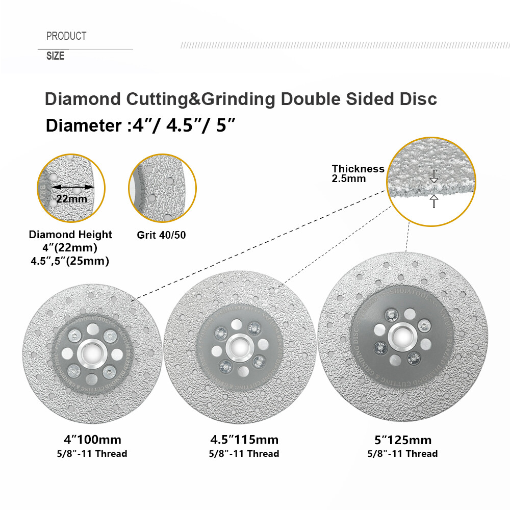 Diamond Grinding Wheel 5/8-11 Double Cutting Disc/Blade for Stone 4-5″ Saw Blade