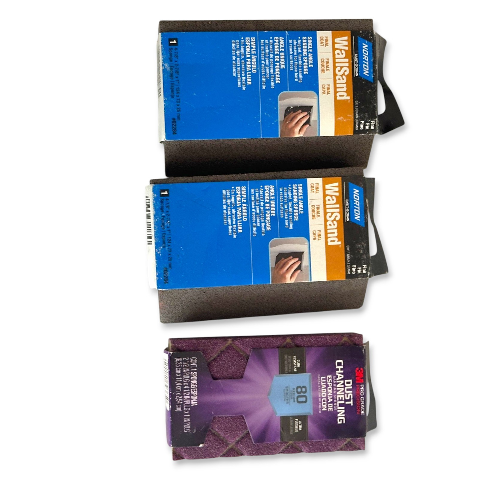 Norton WallSand 02284 and 3M Single Angle, Medium Sanding Sponge, 3 Pcs