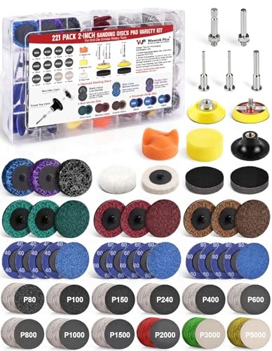 221 Pcs 2 in Die Grinder Sanding Discs Kit for Drill, Dremel, M12