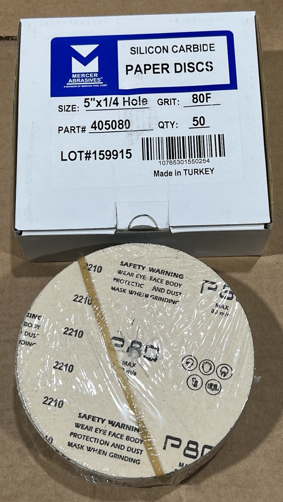 Mercer Abrasives 405080 Silicon Carbide Discs 5”x1-1/4” 80F 50 Pack ) New