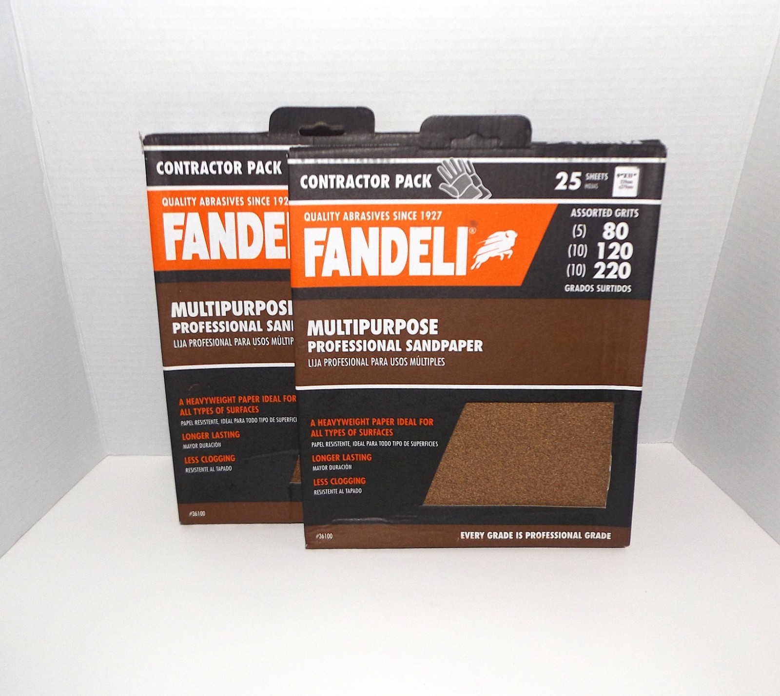 2 Pkg – Fandeli 25 Sht Assorted Grit Professional Sandpaper New Sealed Old Stock