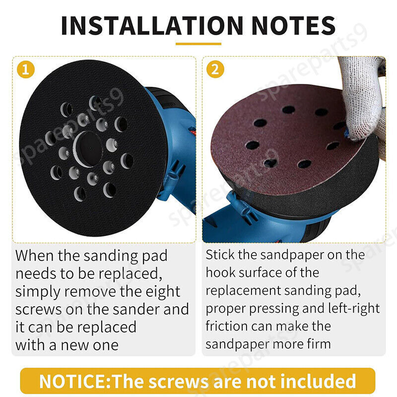 5″ 8 Hole Hook & Loop Sander Pad For Bosch GEX125-1A PEX200A PEX220 PEX220AE