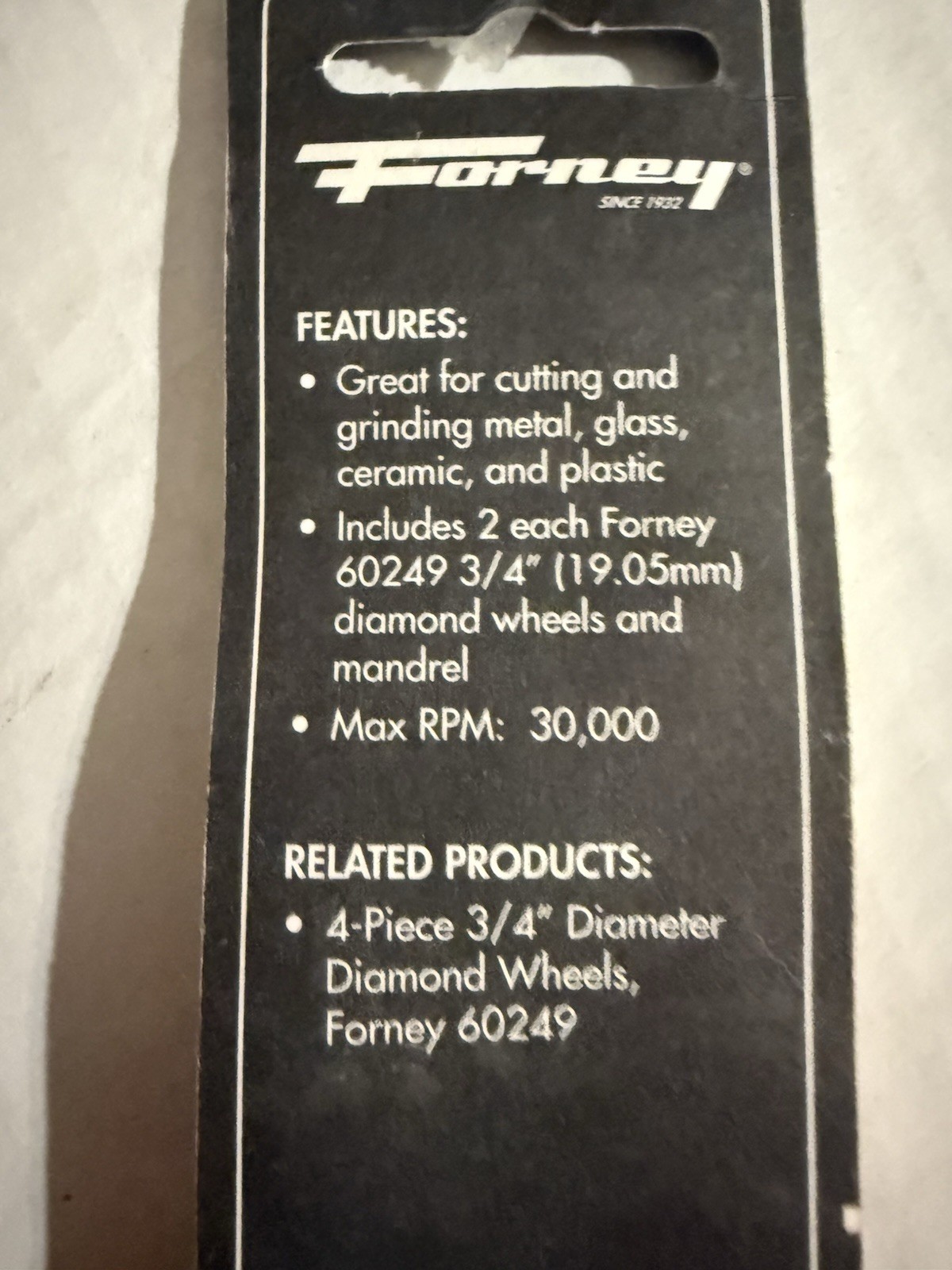 Forney 60250 Diamond Cutting Wheels 3/4″ Diameter w 1/8″ Mandrel 3pc Set 30K RPM
