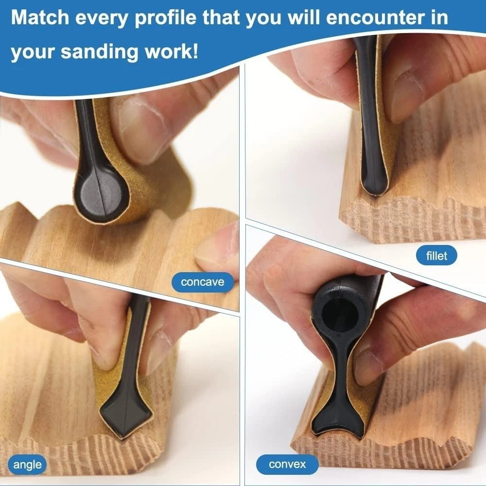 11 PCS Contour Sanding Grips with 21 Profiles, Woodworking Angle Sanding Pads…