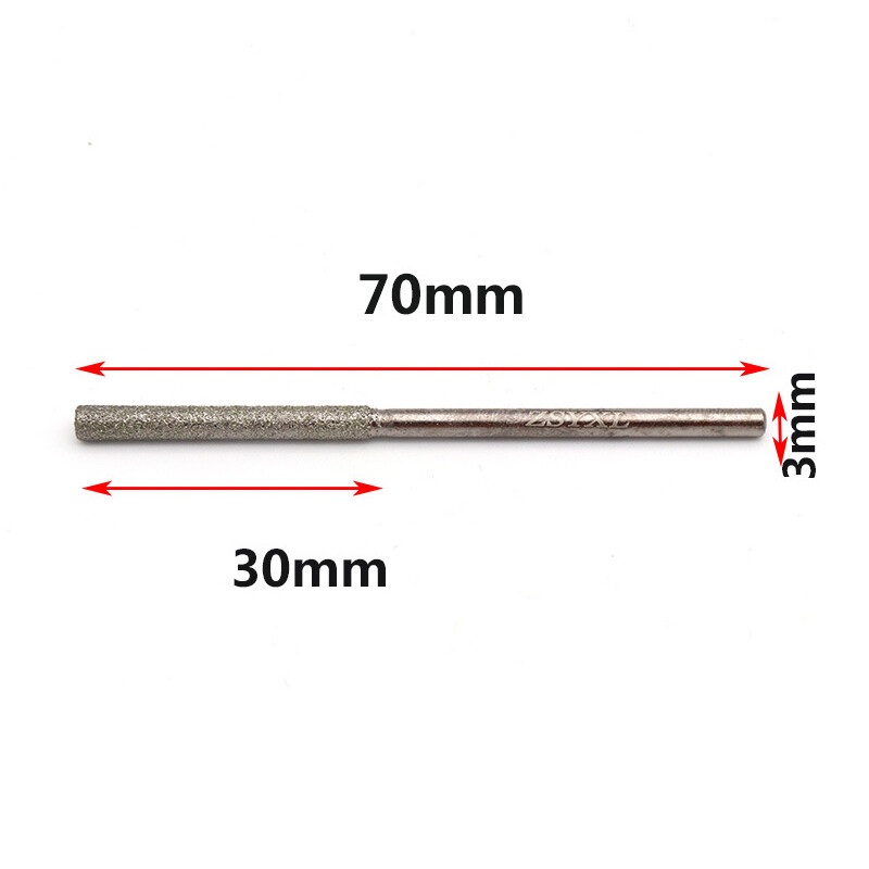 60pcs 3*70*30mm Diamond Grinding Head Extended Cylindrical Drill Bits Polishing