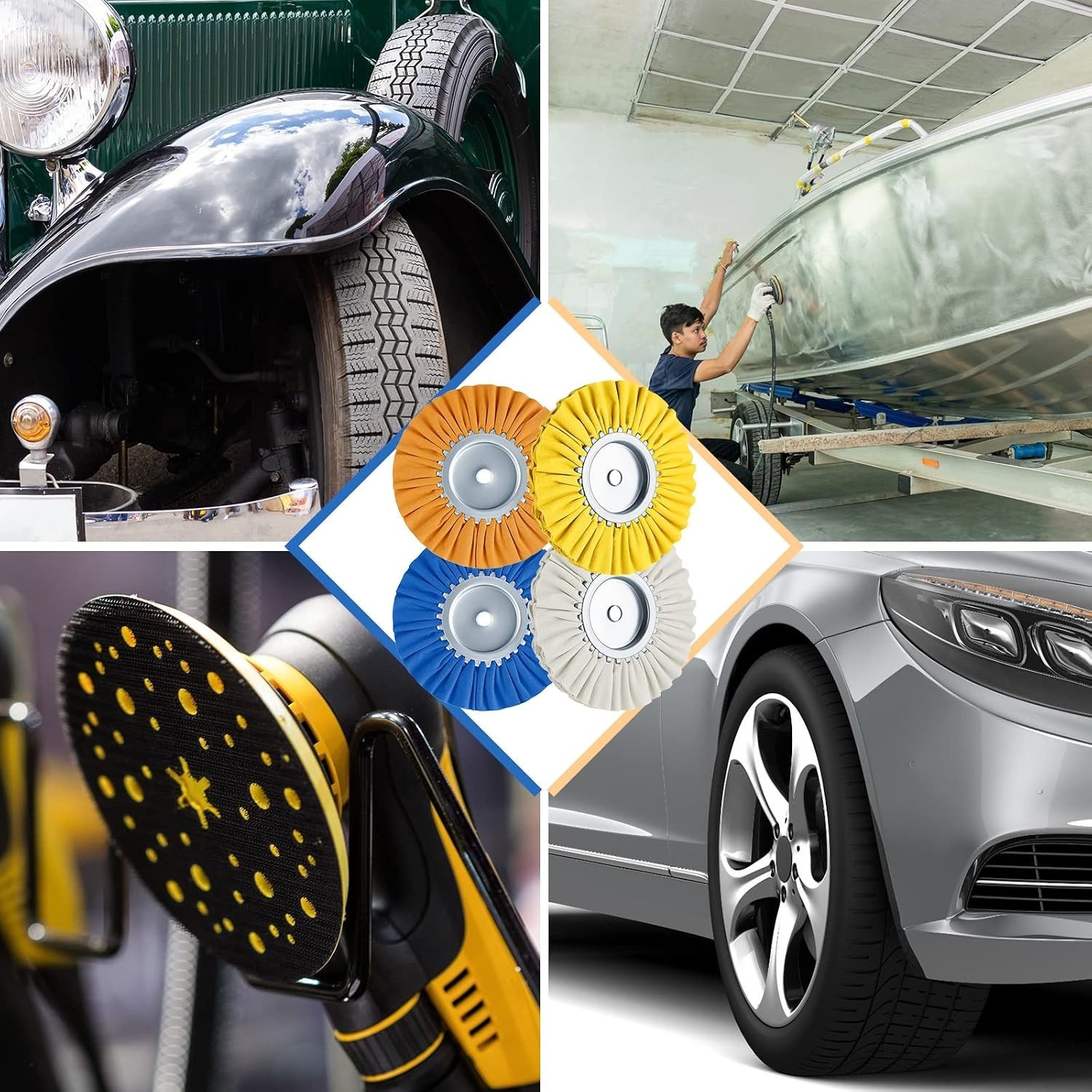 Aluminum Wheel Polishing Kit with 8 Mixed Grit Buffing Wheels and Polishing Bars