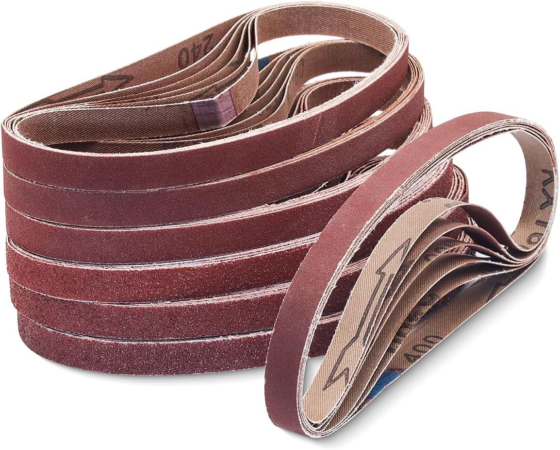 Sanding Belts 3/8×13 Inch 42 Pcs 7 Grits 40-400 Aluminum Oxide Air File Sander