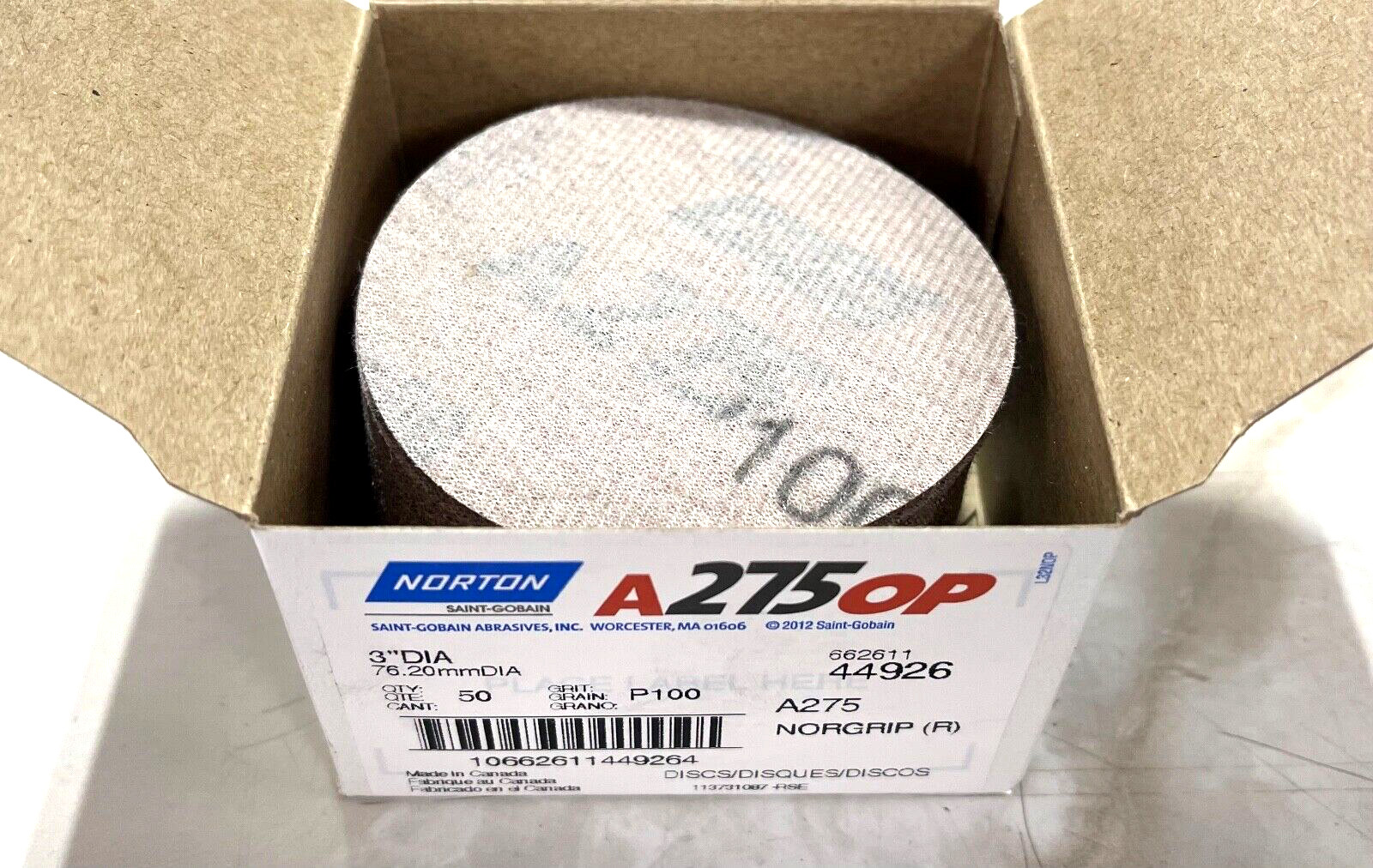 Norton 3″ Hook & Loop Disc 100 Grit Aluminum Oxide Sanding Discs 50 Pack