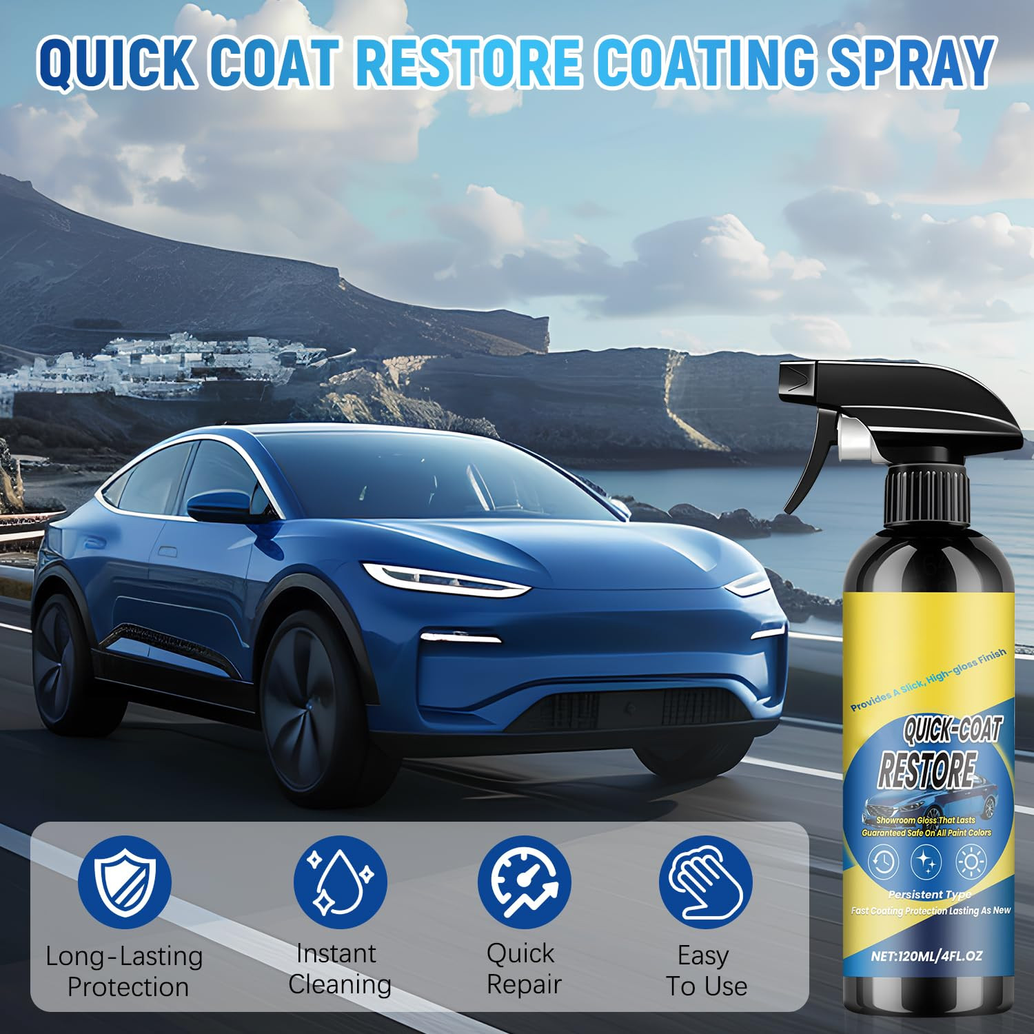 2 Pack Nano Quick Coat Restore Coating Spray, 2026 Advanced Automobile Quick-Act