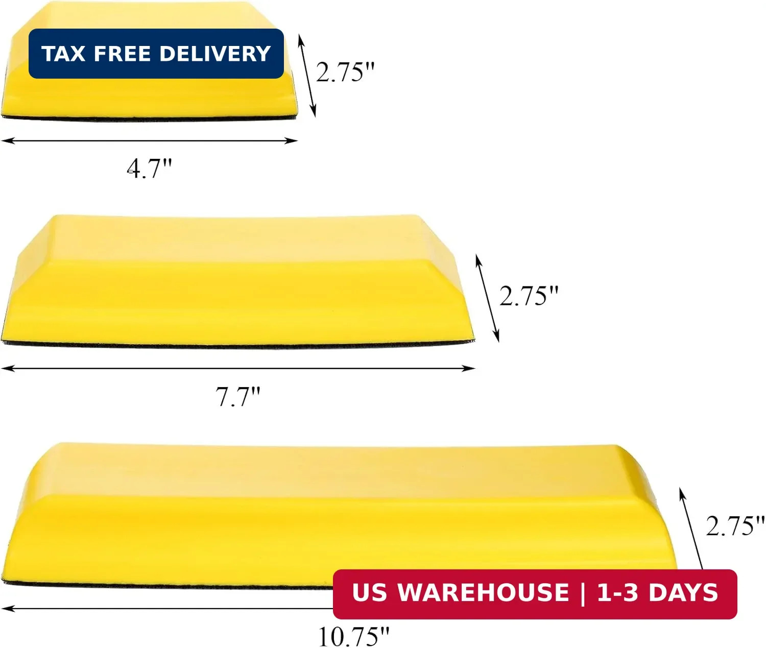 Fasmov Sanding Block Set, 3 Pack Rectangle Auto Body Sanding Block, 10.75″, 7.7″