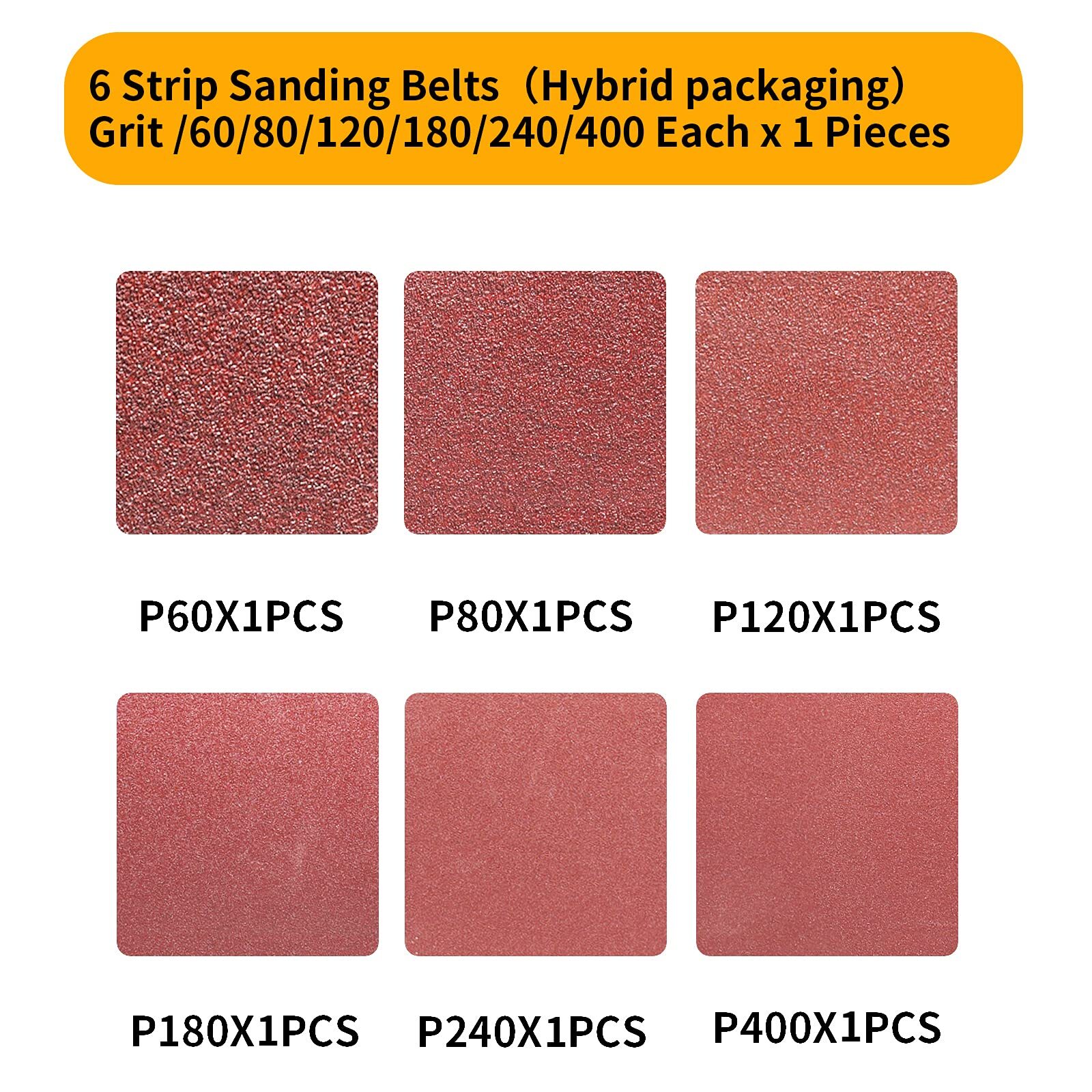 6 Pack 6″x48″ Aluminum Oxide Sanding Belts Assorted Grits for Wood Metal Plastic