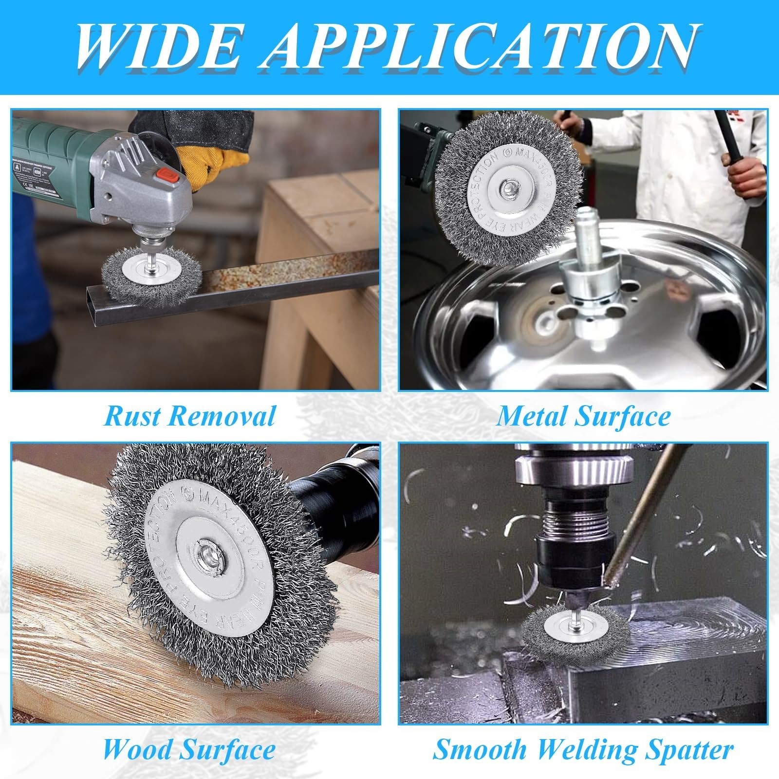 Supkiir 8 Pack 3″ Wire Wheel Brush for Drill, Coarse Carbon Steel