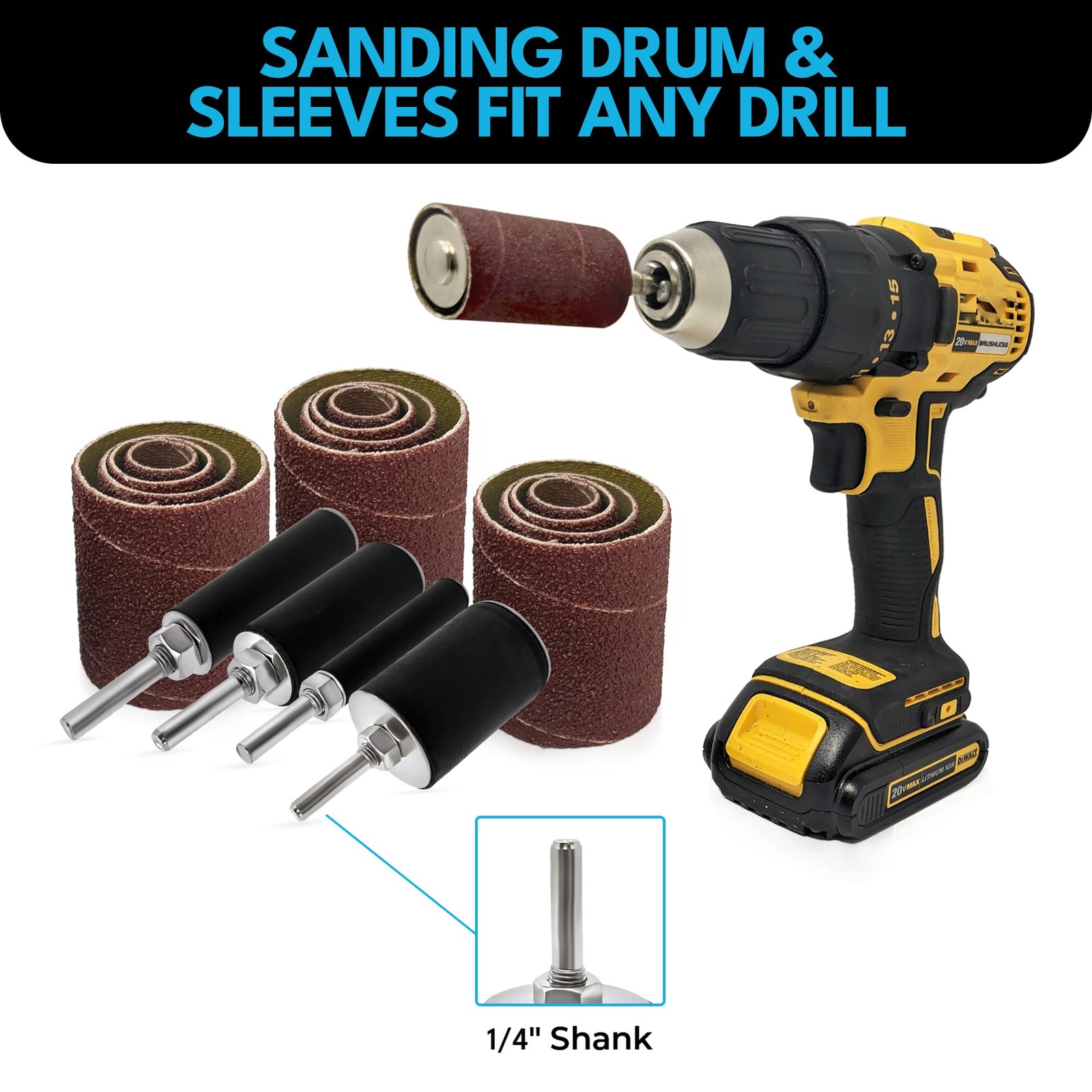 LINE10 Tools 16pk Sanding Drum and Sleeves Set, Spindle Sander Attachment for…