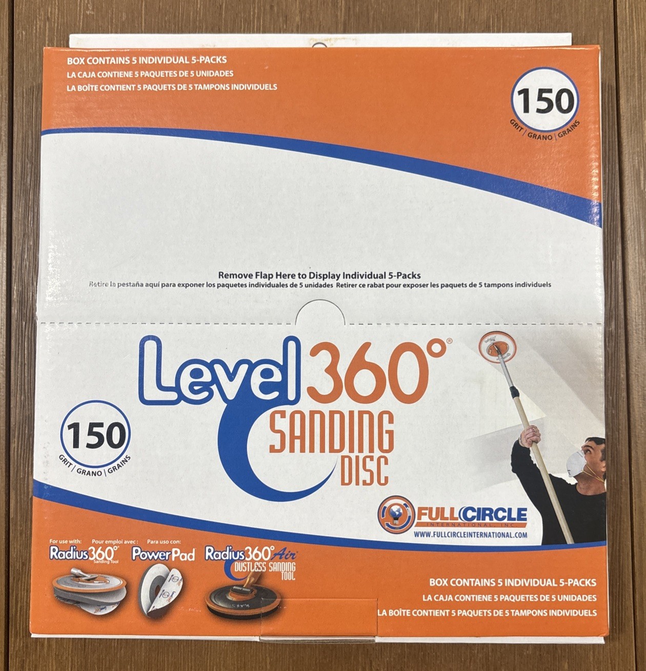 LEVEL 360 Sanding Disc 150 Grit – Case Of 5 X 5 Packs (25 Discs) – Use W/ PC7800
