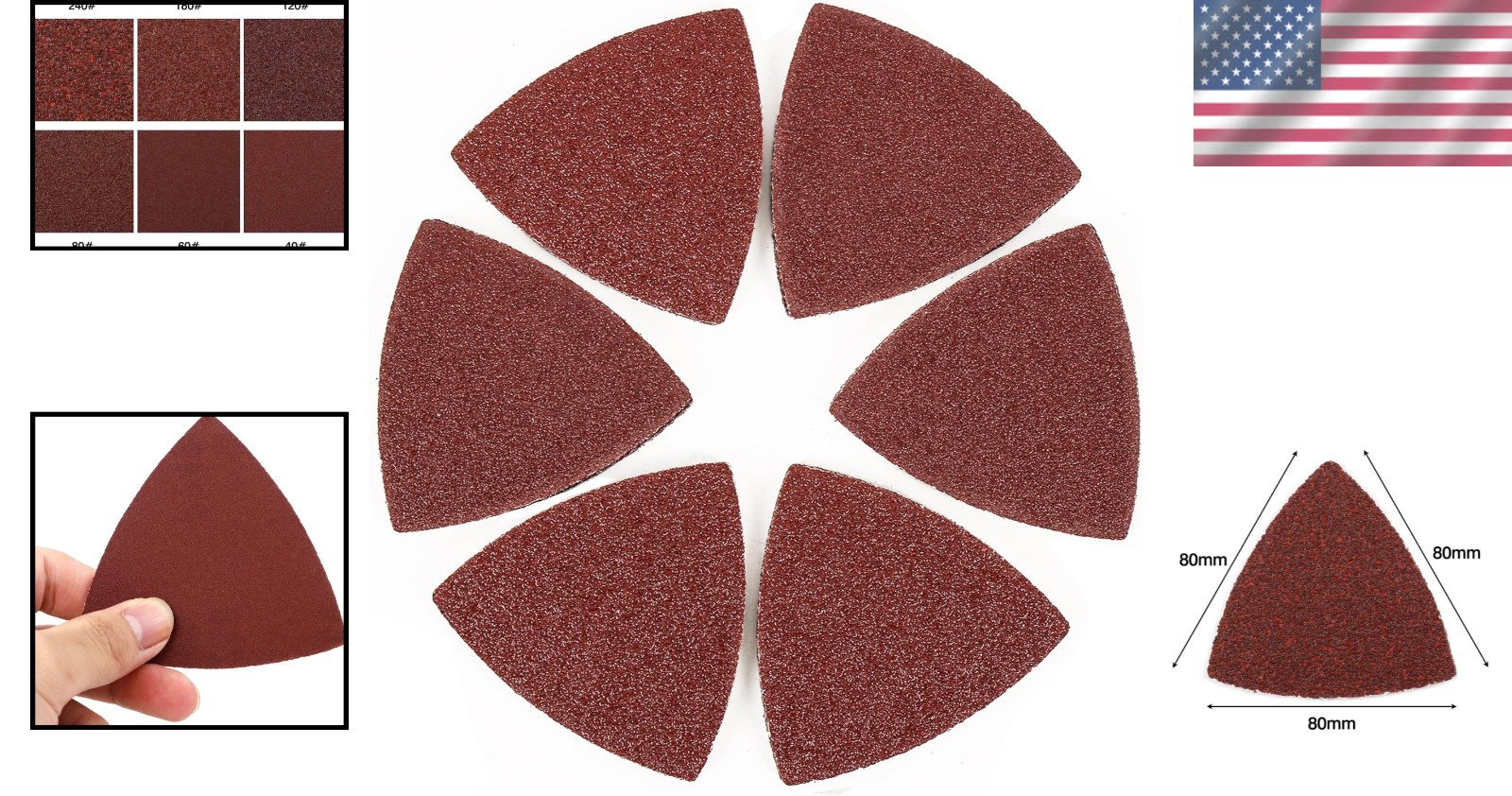 Sanding Pads 100pcs for 3-1/8 Inch Multi Tool Wood Metal Grit Variety