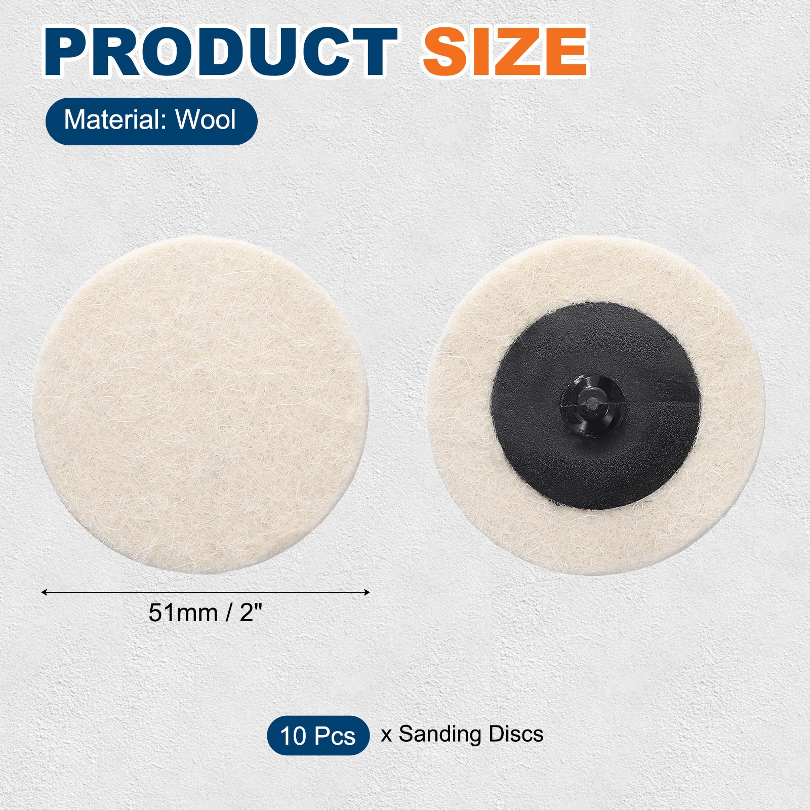 10 Pcs Wool Sanding Discs 2″, Felt Quick Change Sandpaper Discs, White