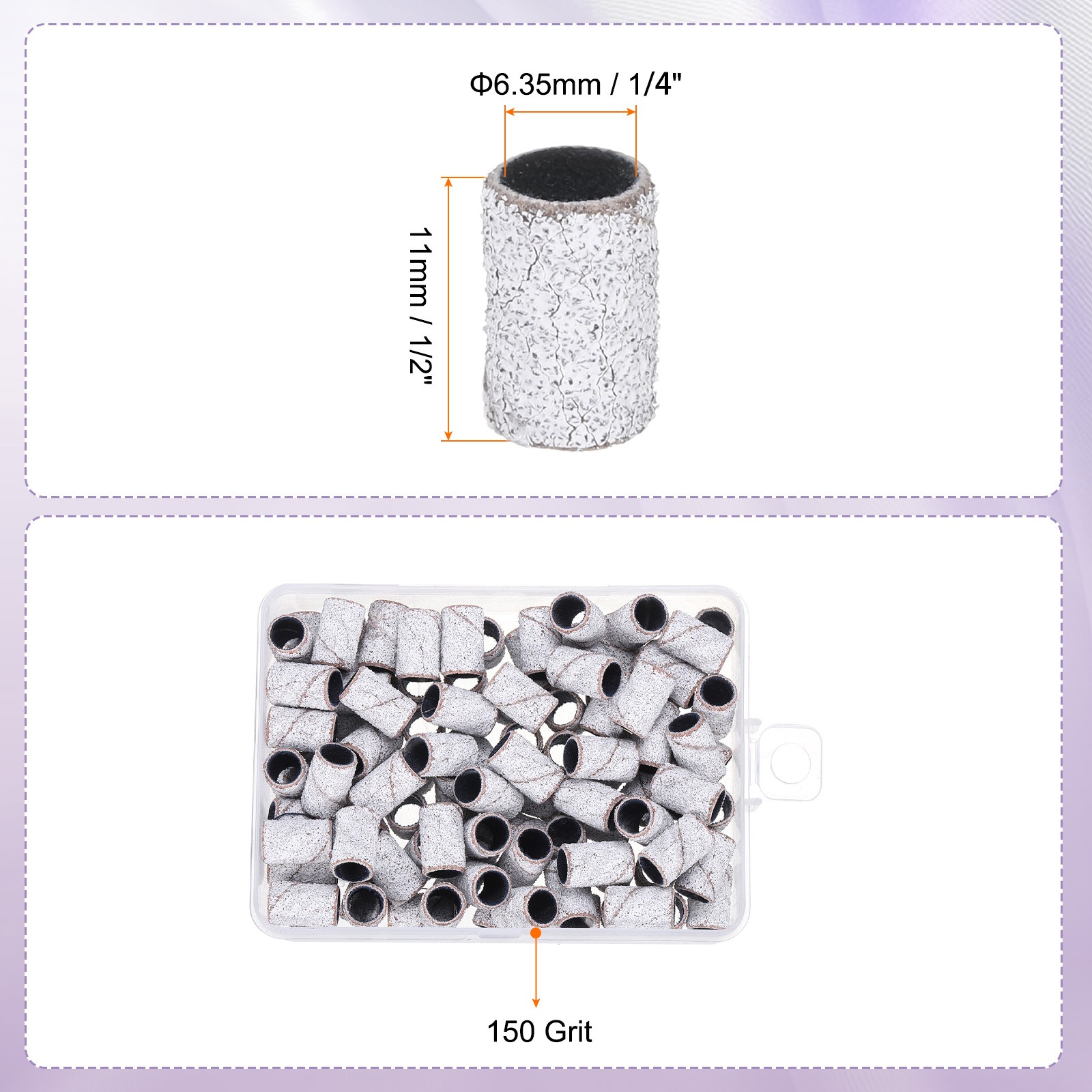 100pcs Small Sanding Bands 150 Grit for Nail Drill Bits White