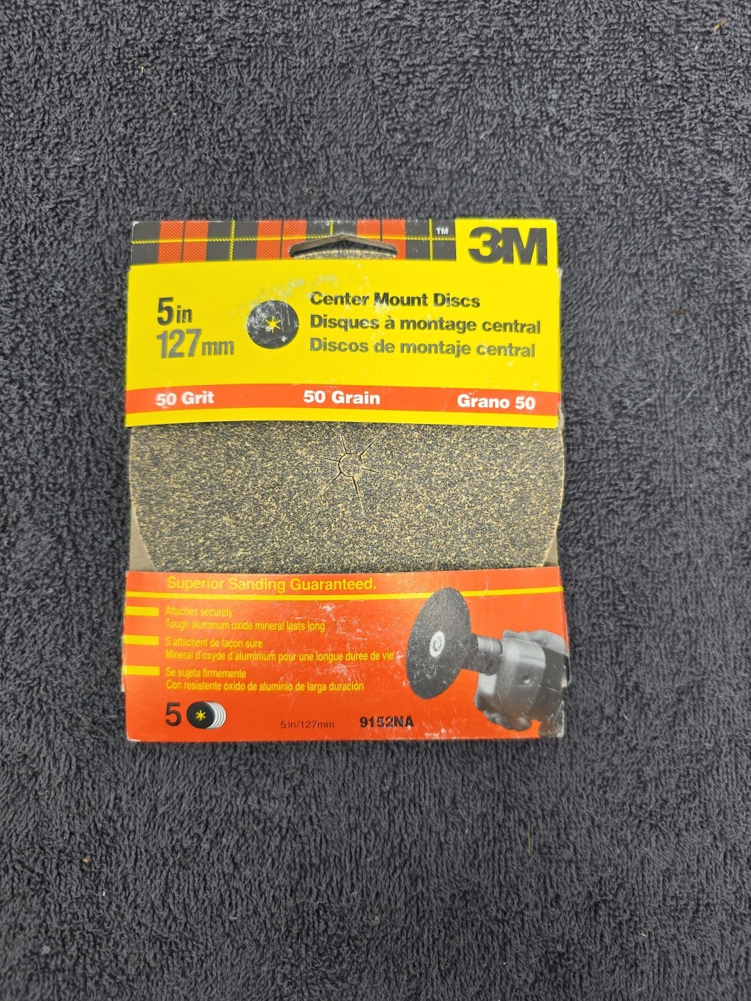 3M 5″ Center Mount Sanding Discs 50 Grit 127mm – Box of 24 (9152NA