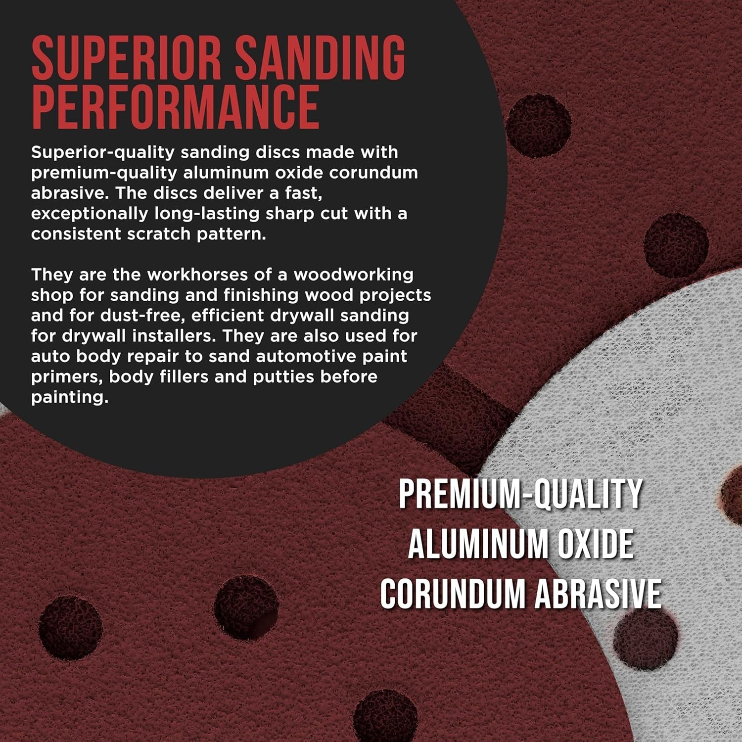 Red 5″ Sanding Discs 50 Count Variety Pack 8-Hole Hook & Loop for Random Sanders