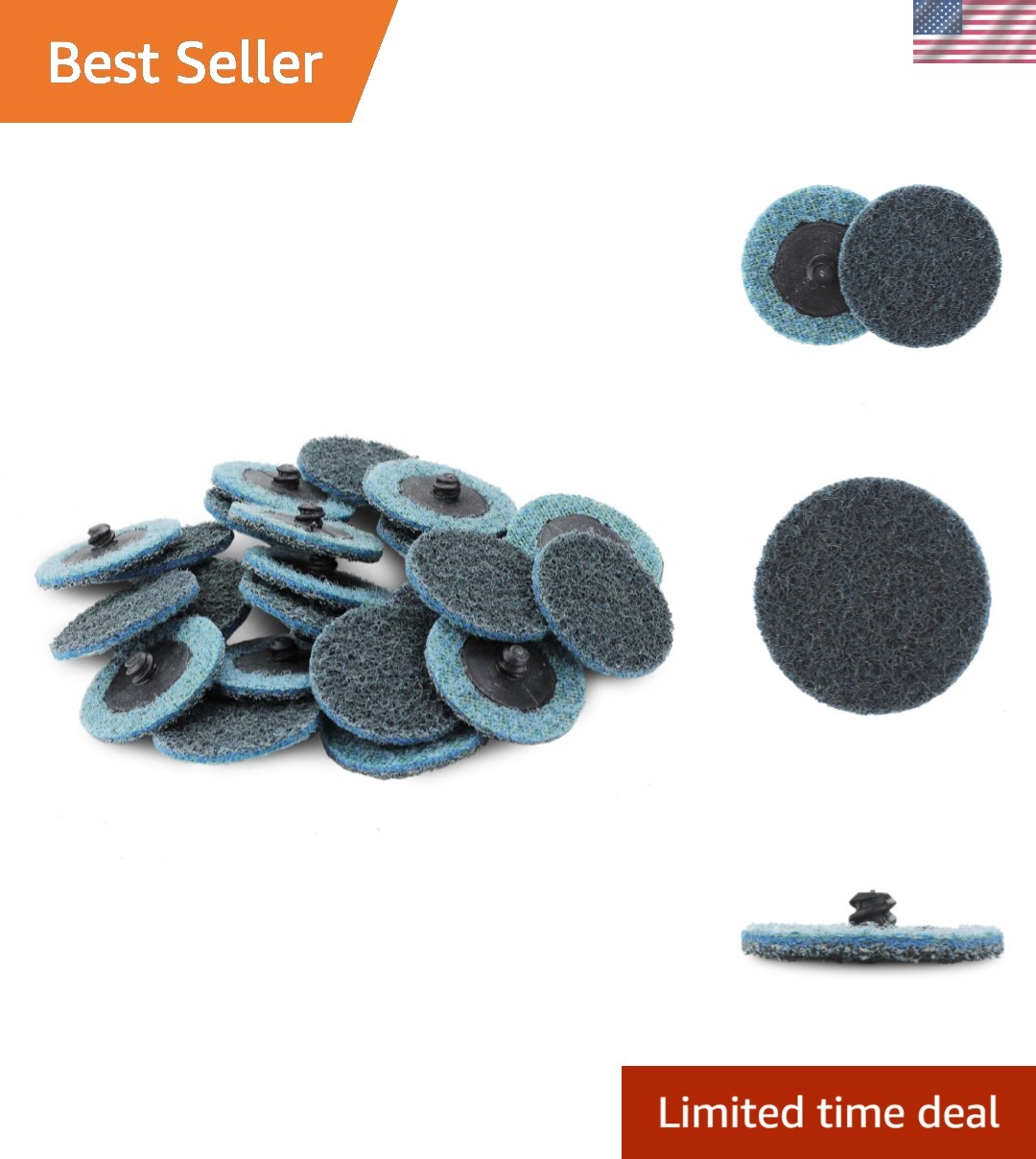 Aluminum Oxide Quick Change 2″ Blue Fine Prep Pads – 25 Discs for Professionals
