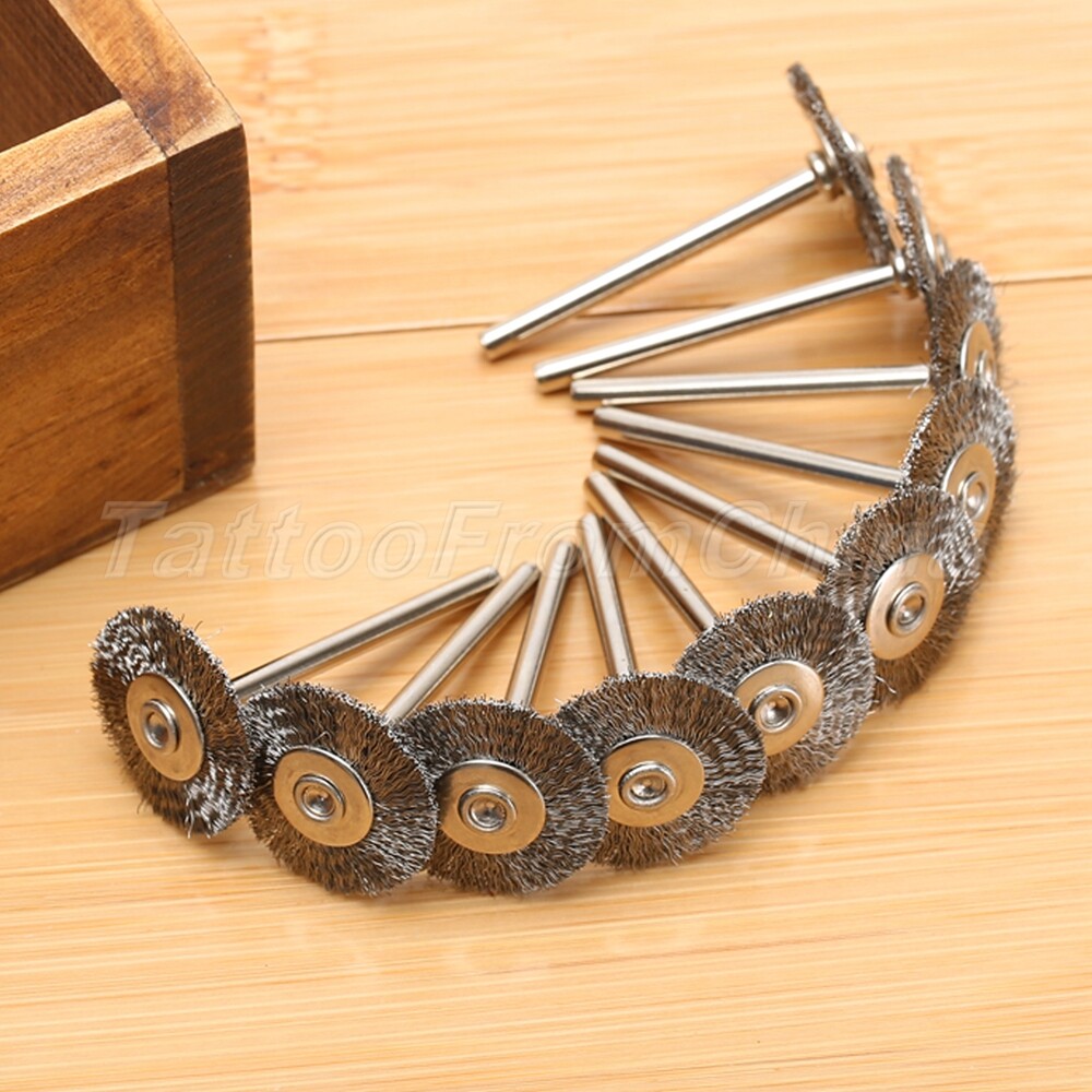 10Pcs 22mm Steel Wire Wheel Brushes Polishing Dremel Die Grinder Rotary Tools