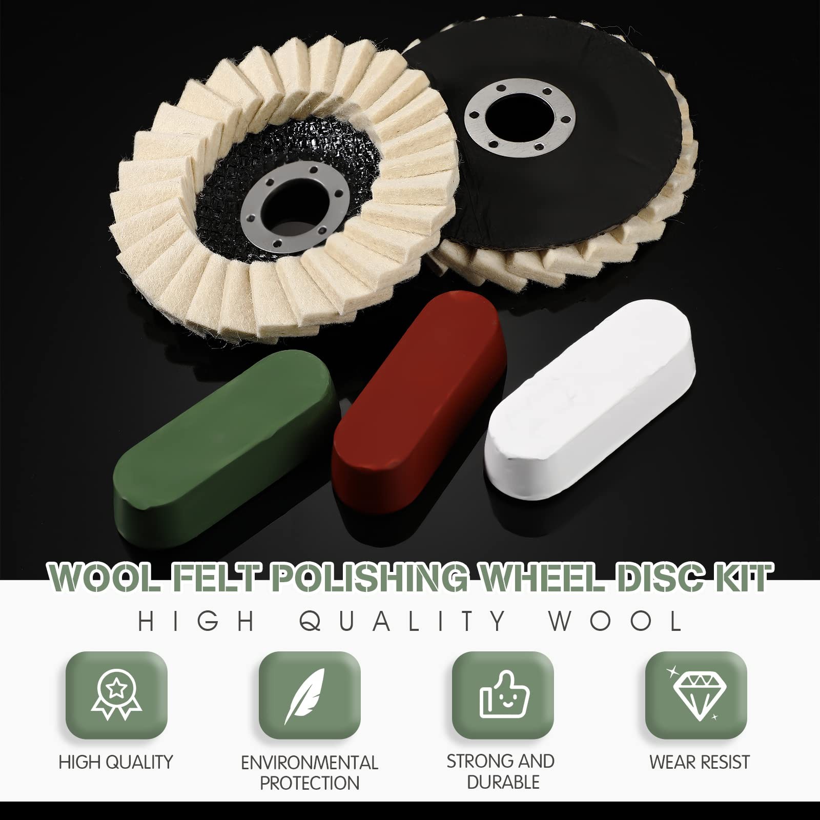12 Pcs Angle Grinder Buffing Wheel Stainless Steel Polishing Kit Include 9 Pc…