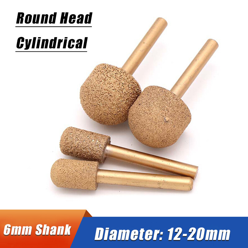 Brazed Diamond Grinding Head Round Head Cylindrical Fine / Coarse Sand Polishing
