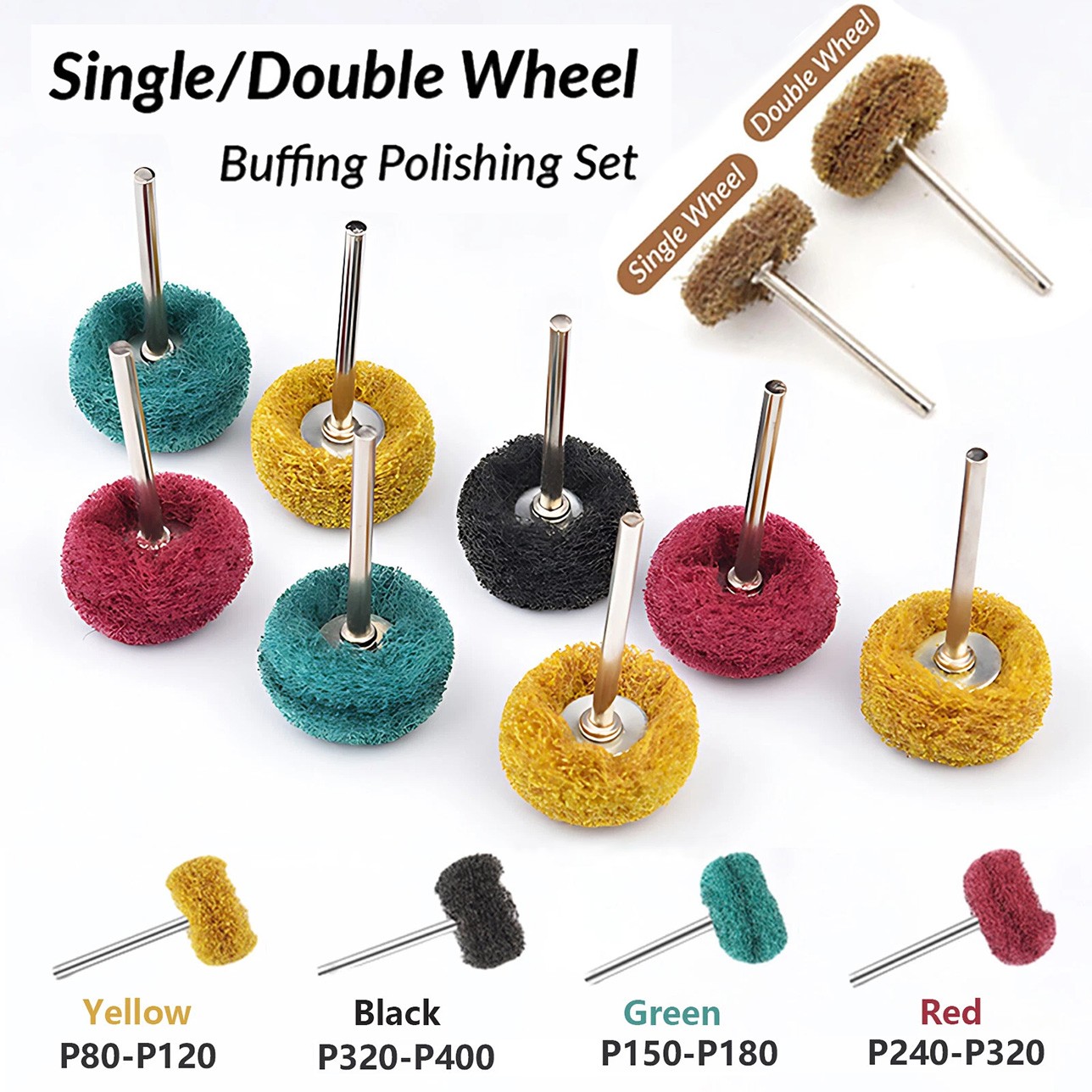 Single/Double Wheel Buffing Polishing Bit Accessories Set For Rotary Tool