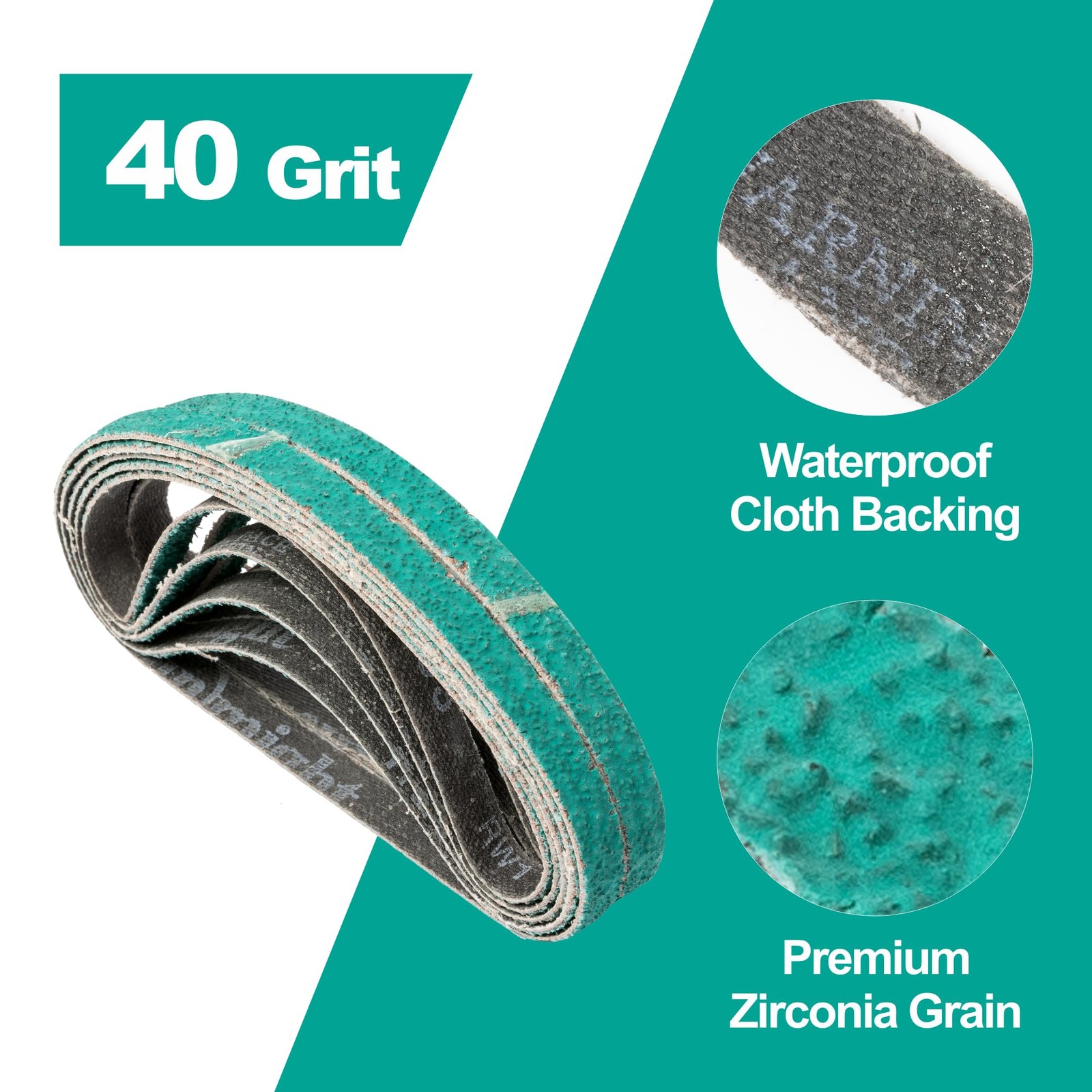 20 PCS 3/8×13 Inch Zirconia Sanding Belts 40 Grits Belt Sander Paper Wood