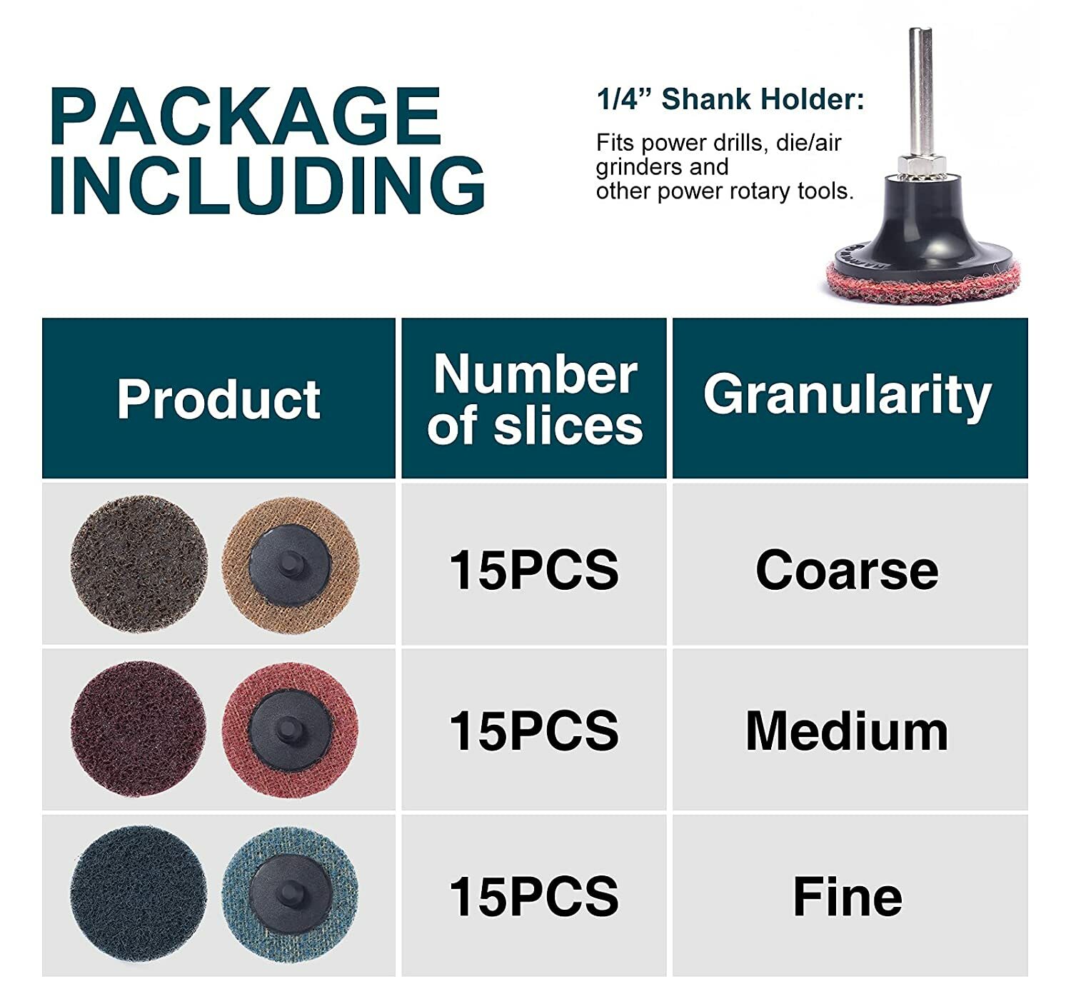46PCS 2″ Roll Lock Sanding Discs Set W/ 1/4 Holder Die Grinder Quick Change Disc