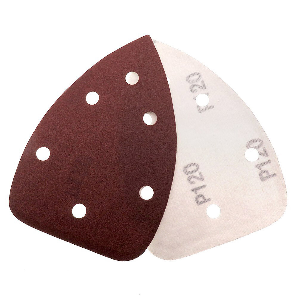6 Hole Triangular Sanding Pads 140x140x90mm Hook & Loop Red Sand Paper 40#-1000#
