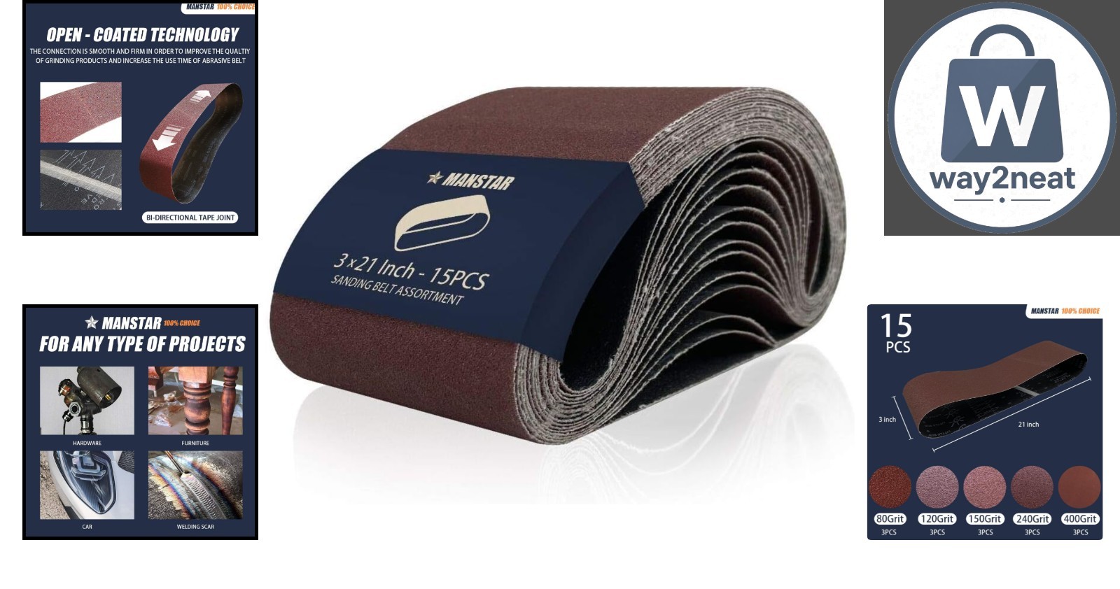 Versatile 15 Pack Aluminum Oxide Sanding Belts (3×21) for Wood & Metal Finishing
