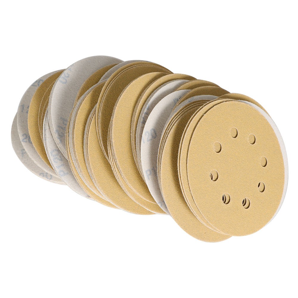 100 Pieces 5 Inch Round Sandpaper 8-Hole Hook and Loop Sanding Discs 120 Grits