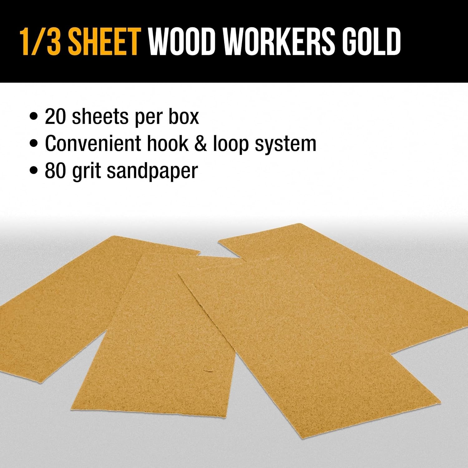 Dura-Gold 80 Grit 1/3 Sheet Gold Sandpaper—Box of 20 for Ultimate Performance
