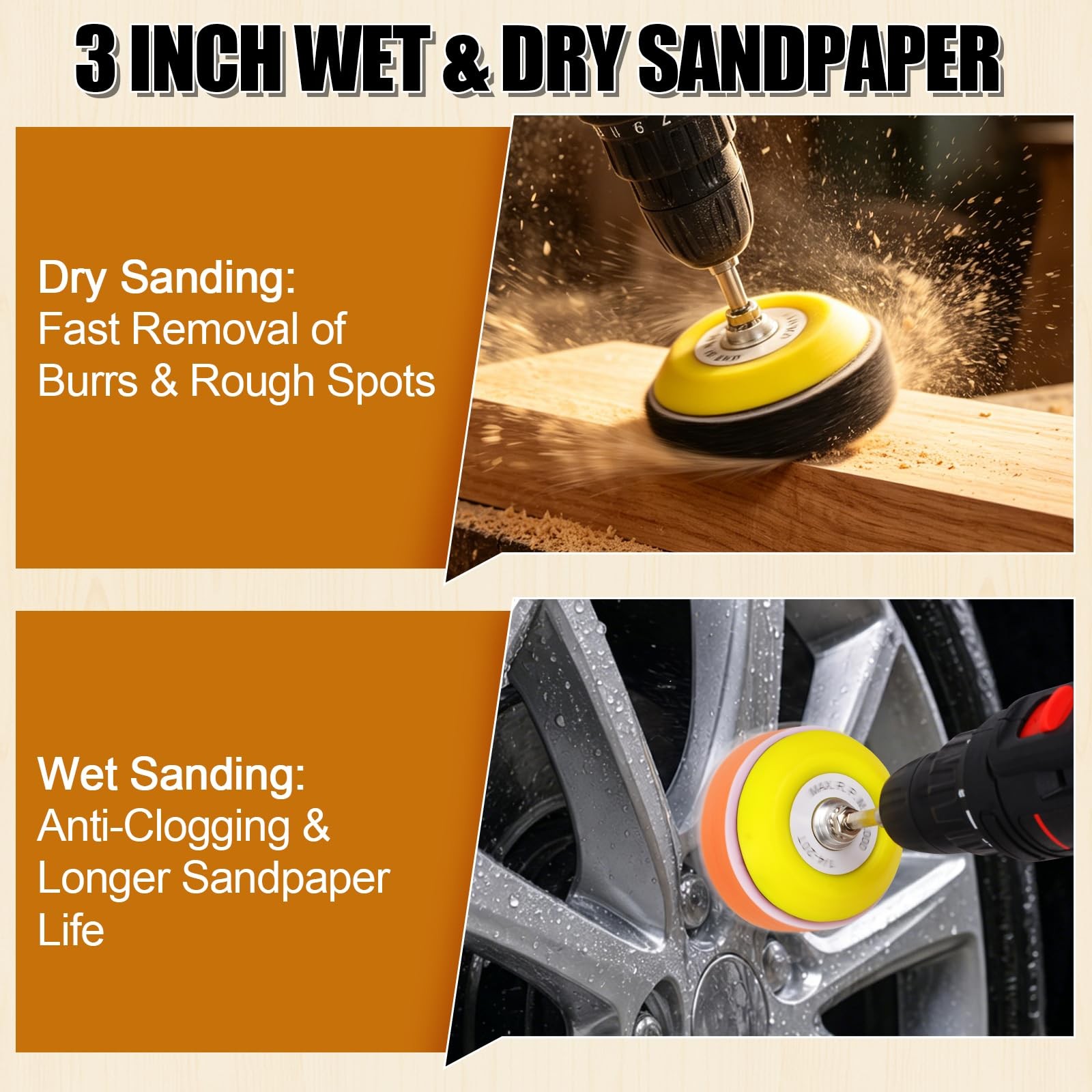 174Pcs 3 Inch Sanding Discs Drill Polishing Kit, 60-10000 Grit Set